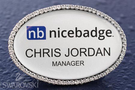 Silver Oval Beyond Bling Name Badge