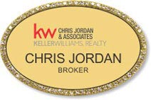Gold Bling Oval Executive Name Badge