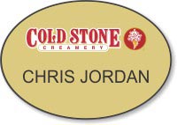 Gold Shaped Oval Name Badge